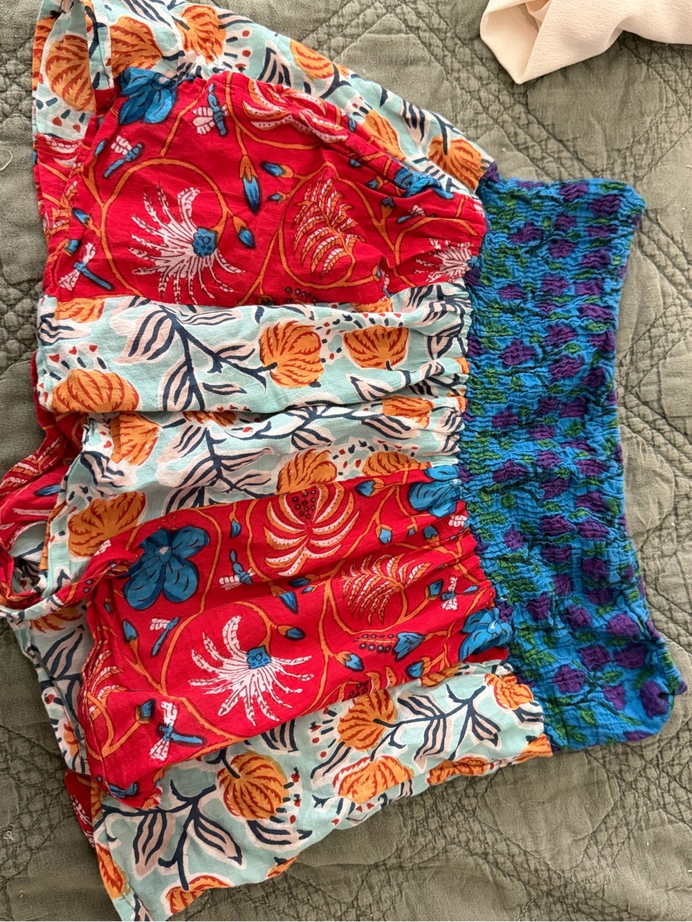 EARTHBOUND Red Multi-Color Floral Smocked Waist Shorts